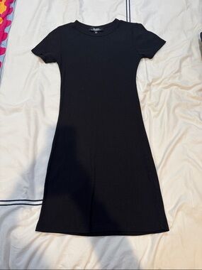 Lulu's Black Short-Sleeve Ribbed Mini Dress